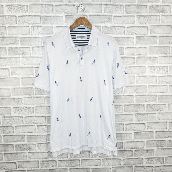 TED BAKER Men's Scraffy Cockatoo Embroidered Regular fit polo in white sz 7 - Picture 1 of 7